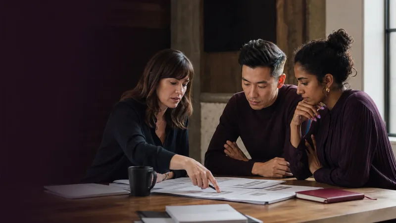 Tres profesionales de People Operations revisan evidencias en equipo